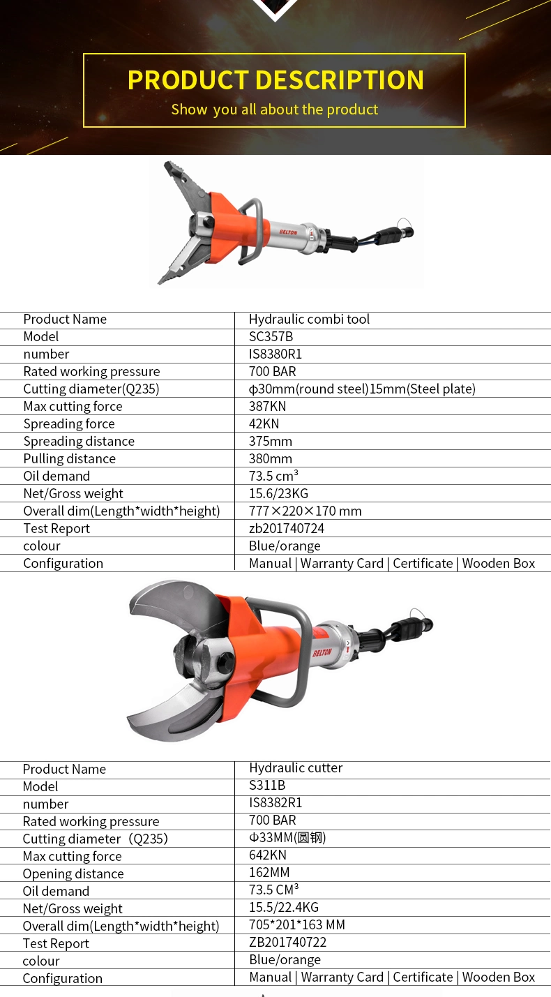 72 MPa Hydraulik-Schneider-Spreader Notfall-Rettungsinstrumente Rot Hydraulik-Kombinstrument 1
